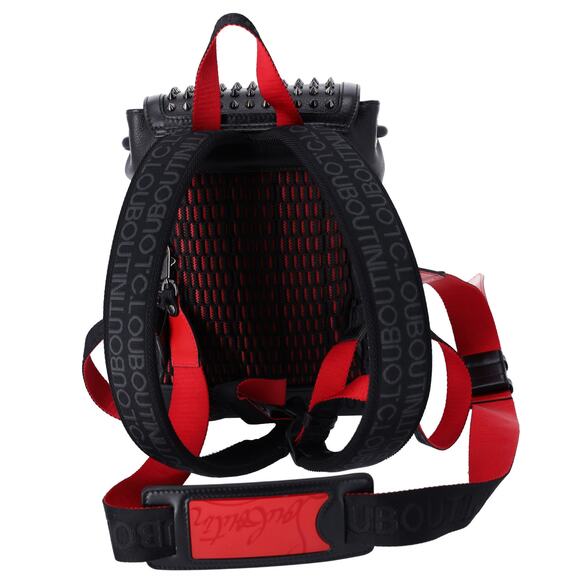 Christian Louboutin Explorer Funk Small Backpack 3215038 Black Red Calf Leather - Picture 3 of 8